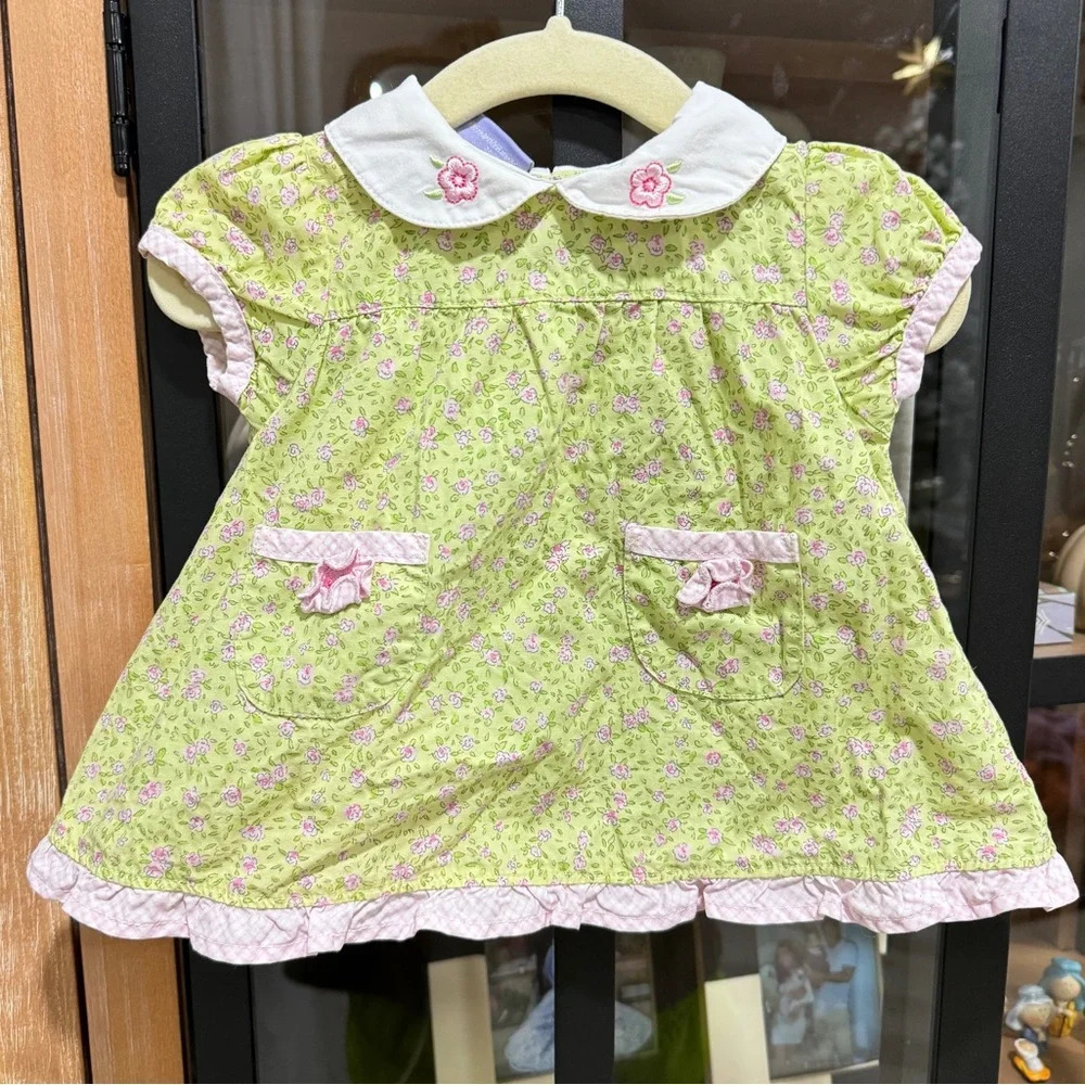Vintage Peter Rabbit baby girl dress Beatrix potter embroidered collar flowers